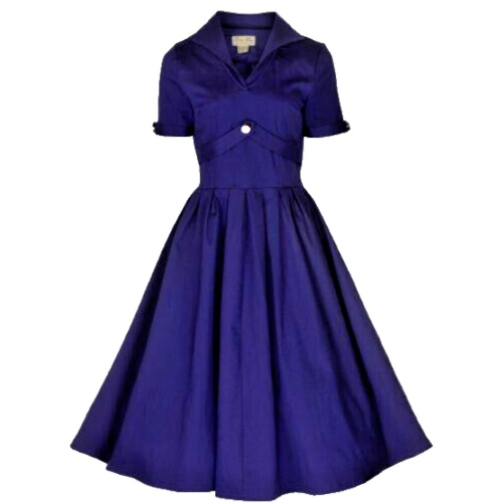 Lindy Bop Circle Skirt Dress "Claudette" Small Retro Navy Blue NWT Vintage Style